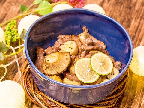 牛肉とエリンギのアンチョビ炒め